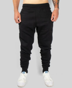 Tapered Track Pants - Black - Tall Men's Pants - Back | Plus 2 Clothing