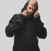 Knitted Black Tall Hoodie - Plus 2 Clothing