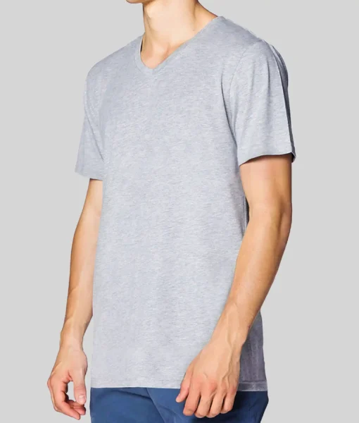 V-Neck - Grey Marle - Tall Men's V-Neck - Back | Plus 2 Clothing
