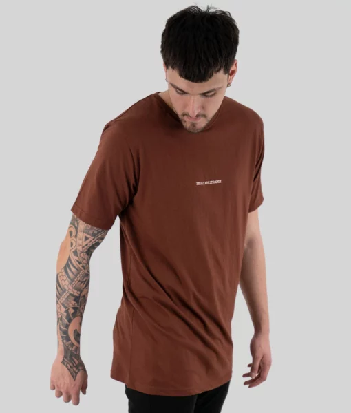 Strange Tall Tee - Brown - Tall Men's Graphic Tee - Back | Plus 2 Clothing
