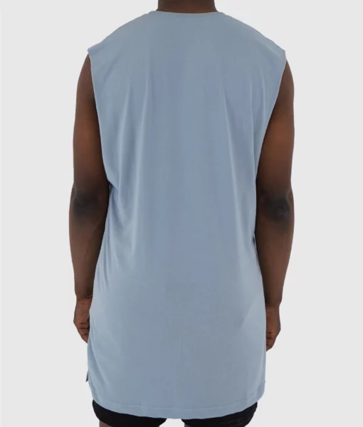 Tall Tank - Light Blue - Tall Men's Singlet - Back | Plus 2 Clothing