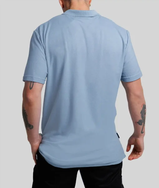 Tall Polo Shirt - Light Blue - Tall Men's Polo - Back | Plus 2 Clothing