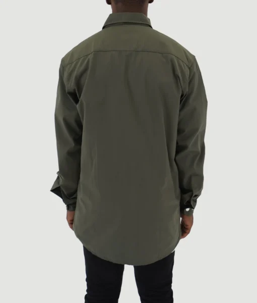Button Up - Army Green - Tall Men's Button Up Shirt - Back | Plus 2 Clothing