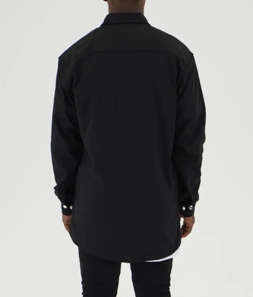 Button Up - Black - Tall Men's Button Up Shirt - Back | Plus 2 Clothing