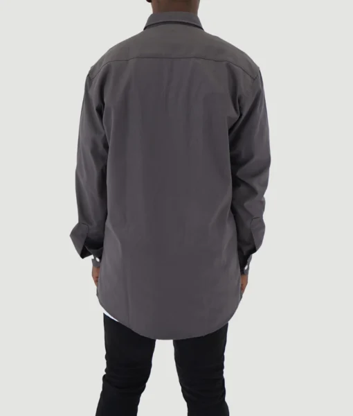 Button Up - Charcoal - Tall Men's Button Up Shirt - Back | Plus 2 Clothing