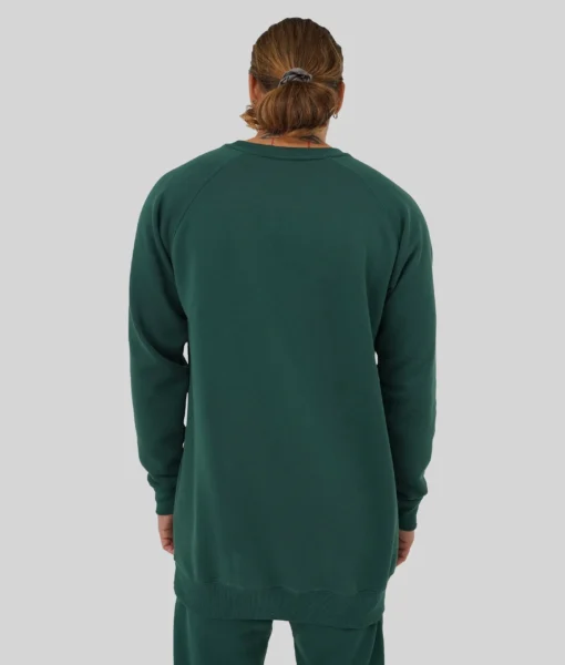 DARK GREEN TALL JUMPER - Tall Men's Crewneck Sweatshirt - Back | Plus 2 Clothing
