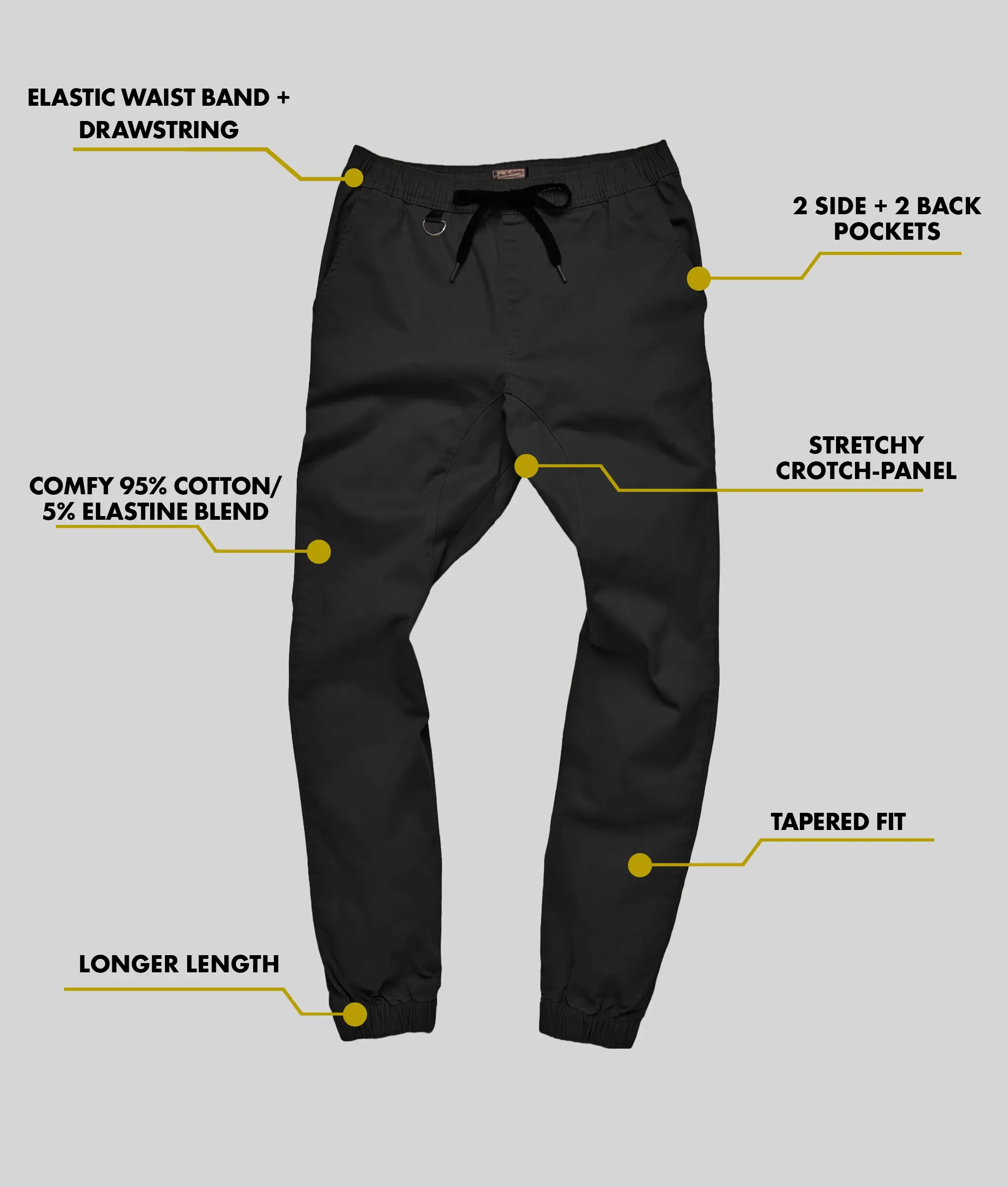 Black Chino Joggers - Plus 2 Clothing