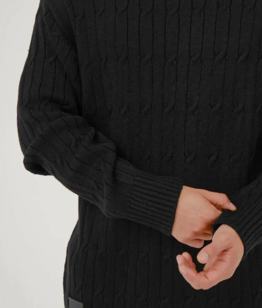 KNITTED BLACK TALL JUMPER - Tall Men's Crewneck Sweatshirt - Image 5 | Plus 2 Clothing