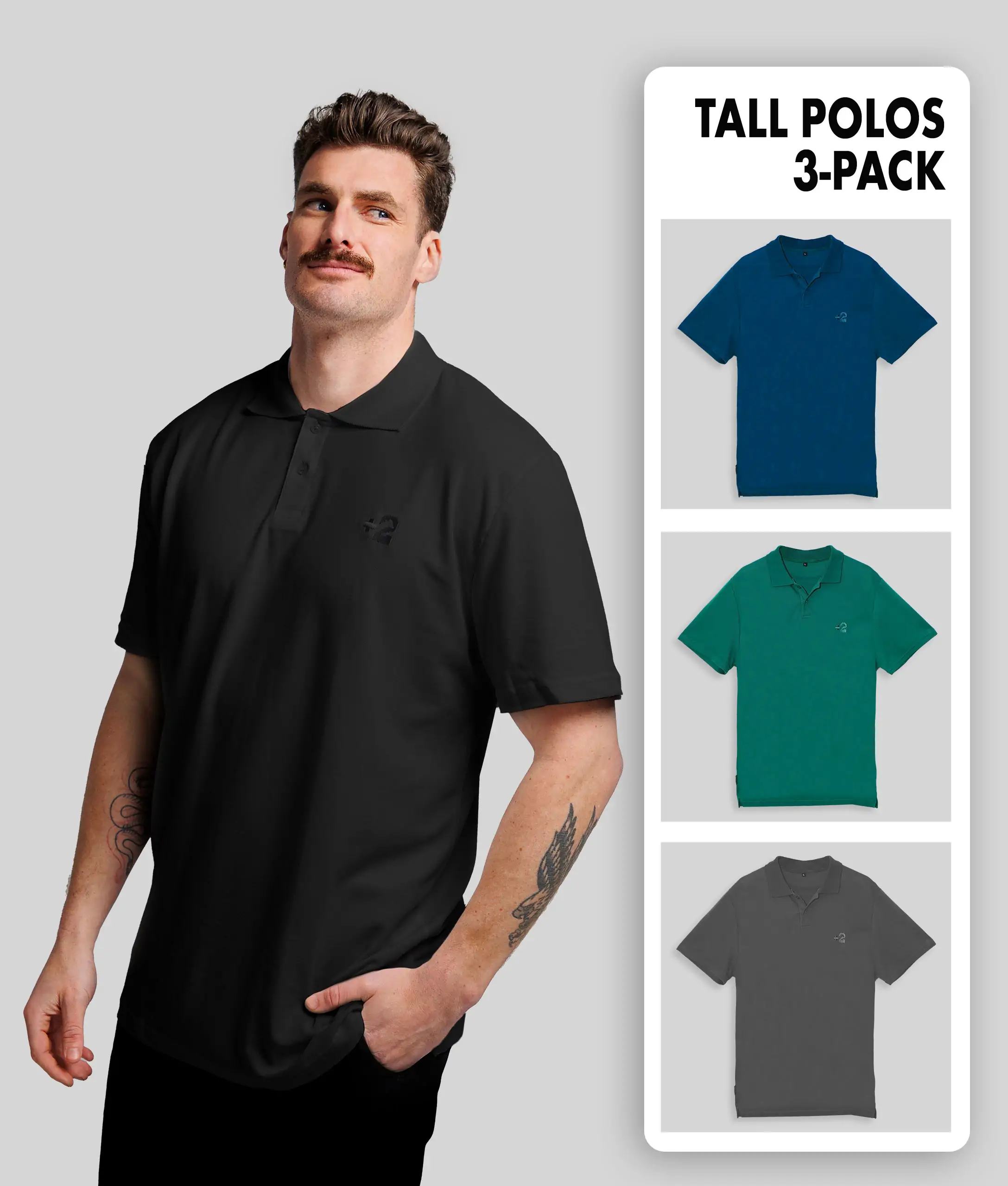 Polo Shirts - 3 Pack - Plus 2 Clothing