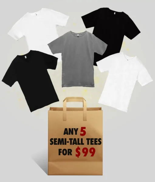 Semi-Tall Tees - 5 Pack