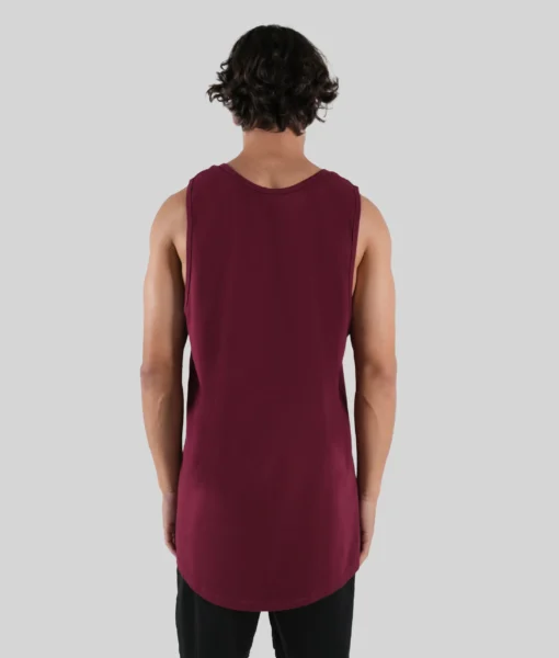Tall Singlet - Burgundy - Tall Men's Singlet - Back | Plus 2 Clothing