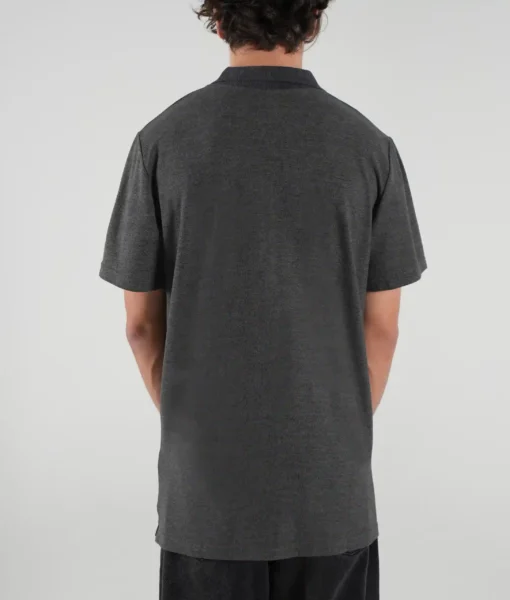 Tall Polo Shirt - Charcoal Marle - Tall Men's Polo - Back | Plus 2 Clothing