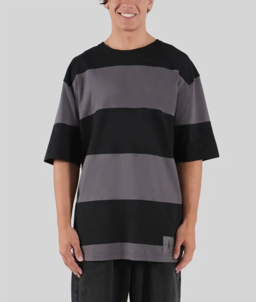 OVERSIZED TEE - CHARCOAL STRIPES