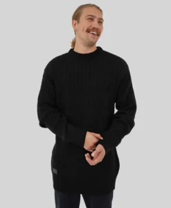 KNITTED BLACK TALL JUMPER - Plus 2 Clothing