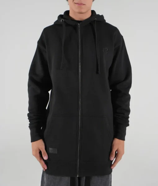 Zip Black Tall Hoodie
