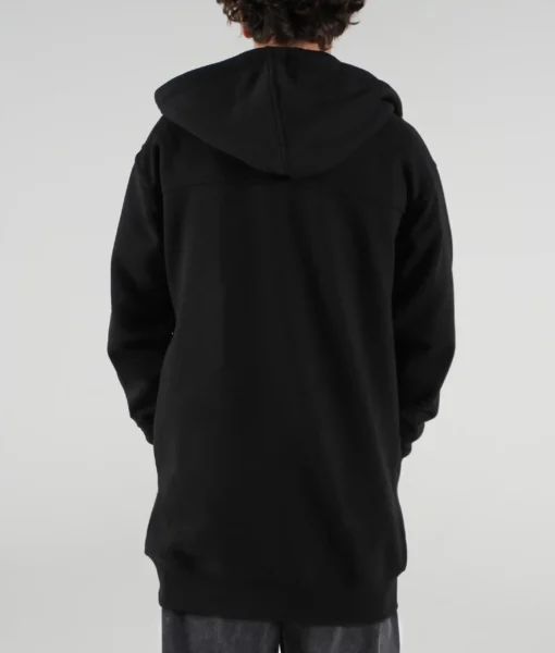 Zip Black Tall Hoodie - Tall Men's Hoodie - Back | Plus 2 Clothing
