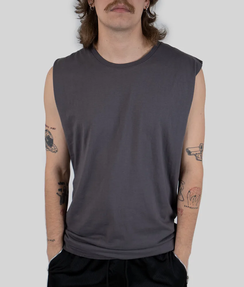 Tall Tank - Charcoal - Tall Men's Singlet | Plus 2 Clothing