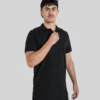 Tall Polo Shirt - Black Cuffed - Plus 2 Clothing