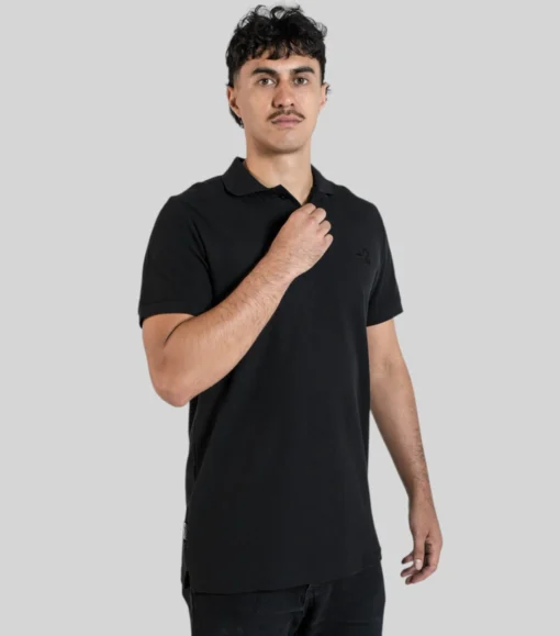 Tall Polo Shirt - Black Cuffed - Plus 2 Clothing