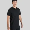 Tall Polo Shirt - Black Cuffed - Plus 2 Clothing