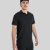 Tall Polo Shirt - Black Cuffed - Plus 2 Clothing