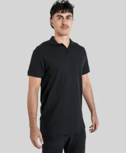 Tall Polo Shirt - Black Cuffed - Plus 2 Clothing