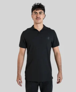 Tall Polo Shirt - Black Cuffed - Plus 2 Clothing