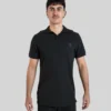 Tall Polo Shirt - Black Cuffed - Plus 2 Clothing