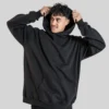 Semi-Tall Hoodie - Black - Plus 2 Clothing
