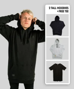 2 Tall Hoodies + Free Tee - Plus 2 Clothing